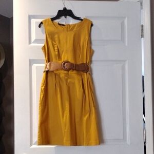 Maurices Mustard Dress with Tan Belt